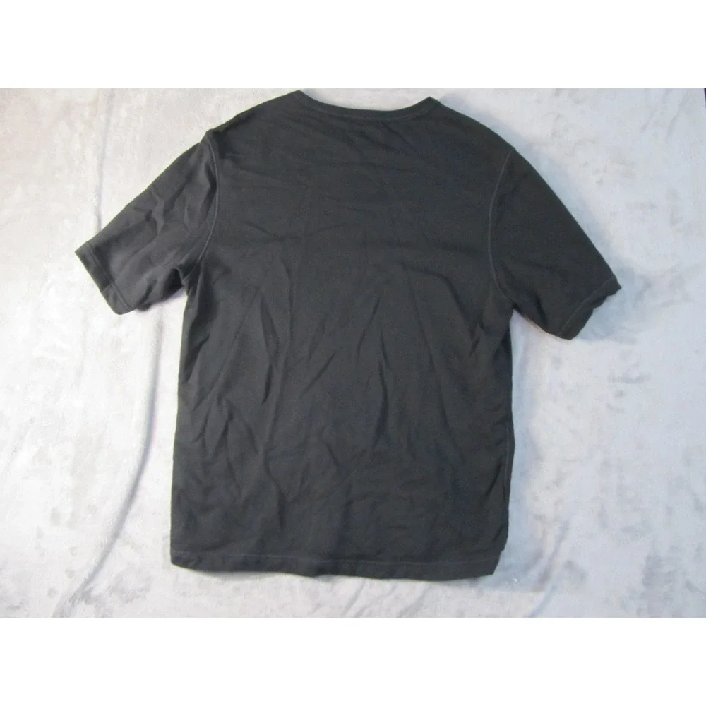 True Religion Mens Black Short Sleeve Fleece Sweatshirt Side Zip Logo Medium